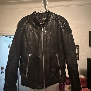 Superdry Black Leather Bomber Jacket